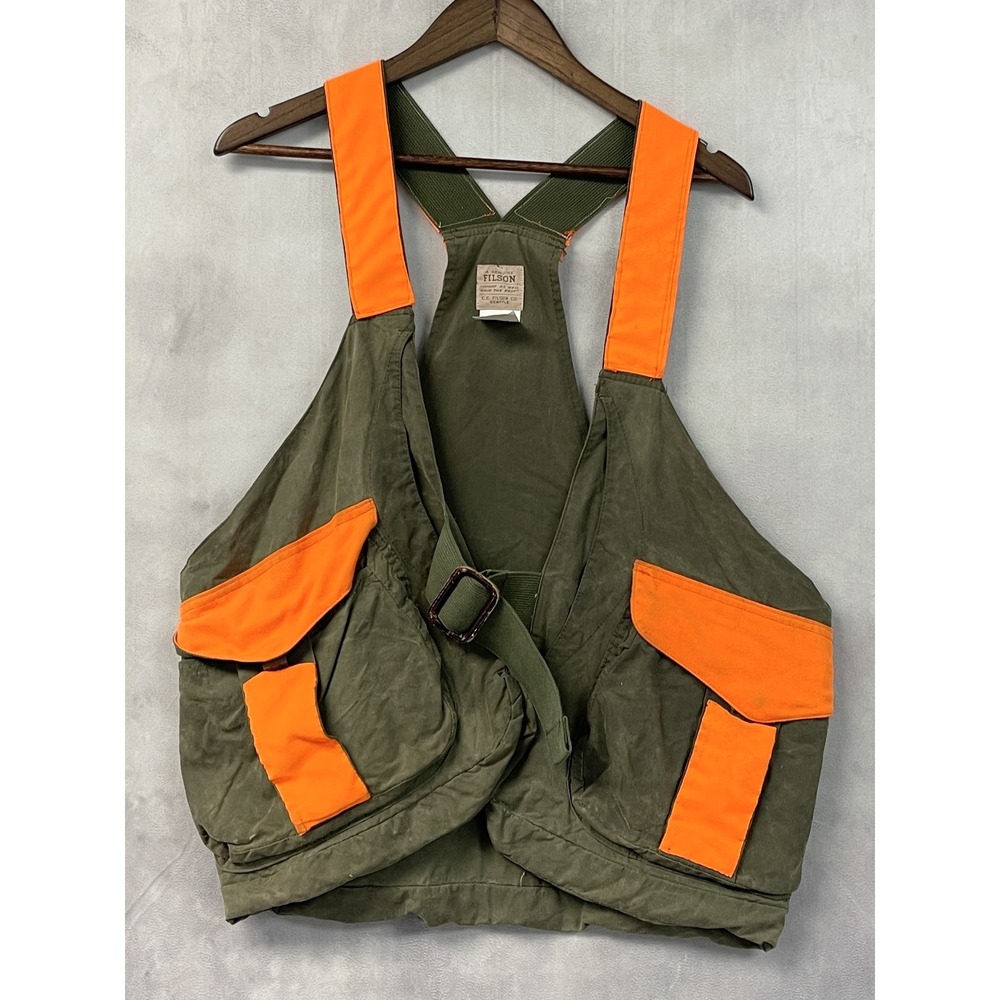 Filson Upland Hunting Vest Style 1430B Waxed Cotton Canvas Fishing USA Vintage